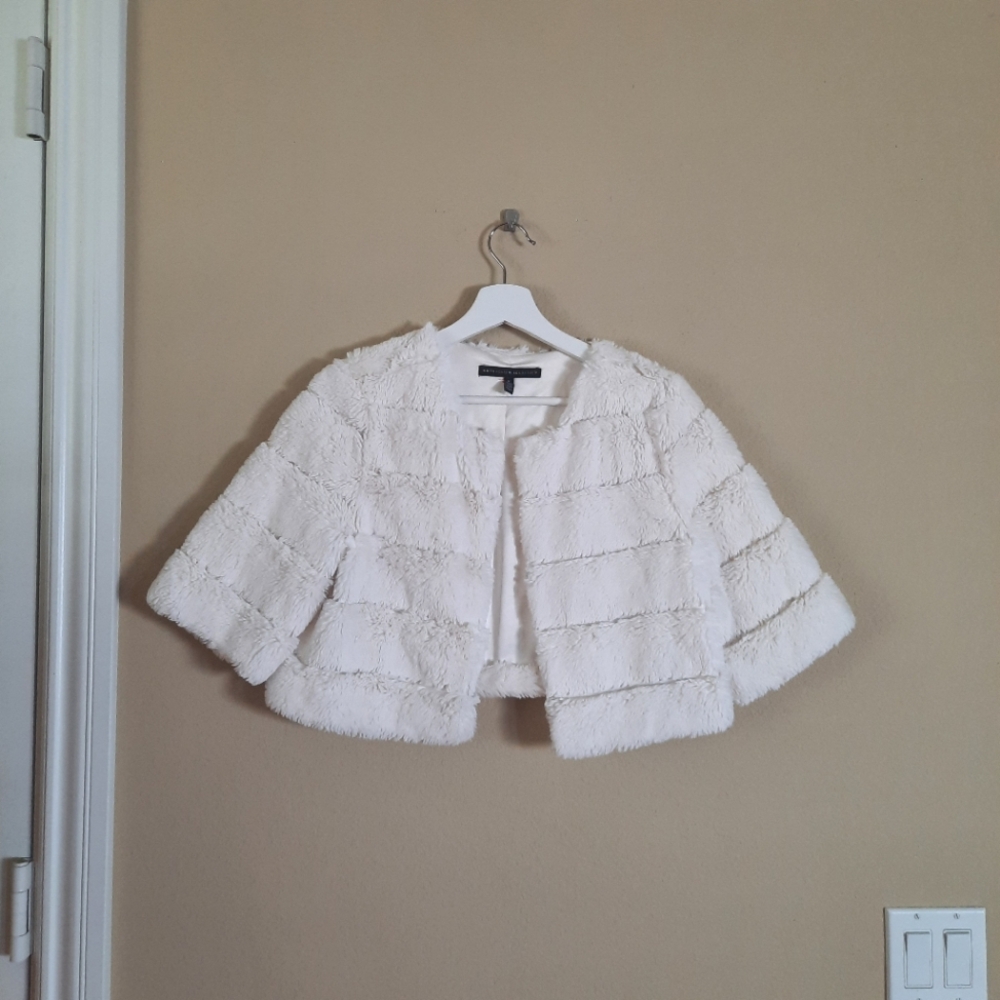White House Black Market Cream Textured Shrug